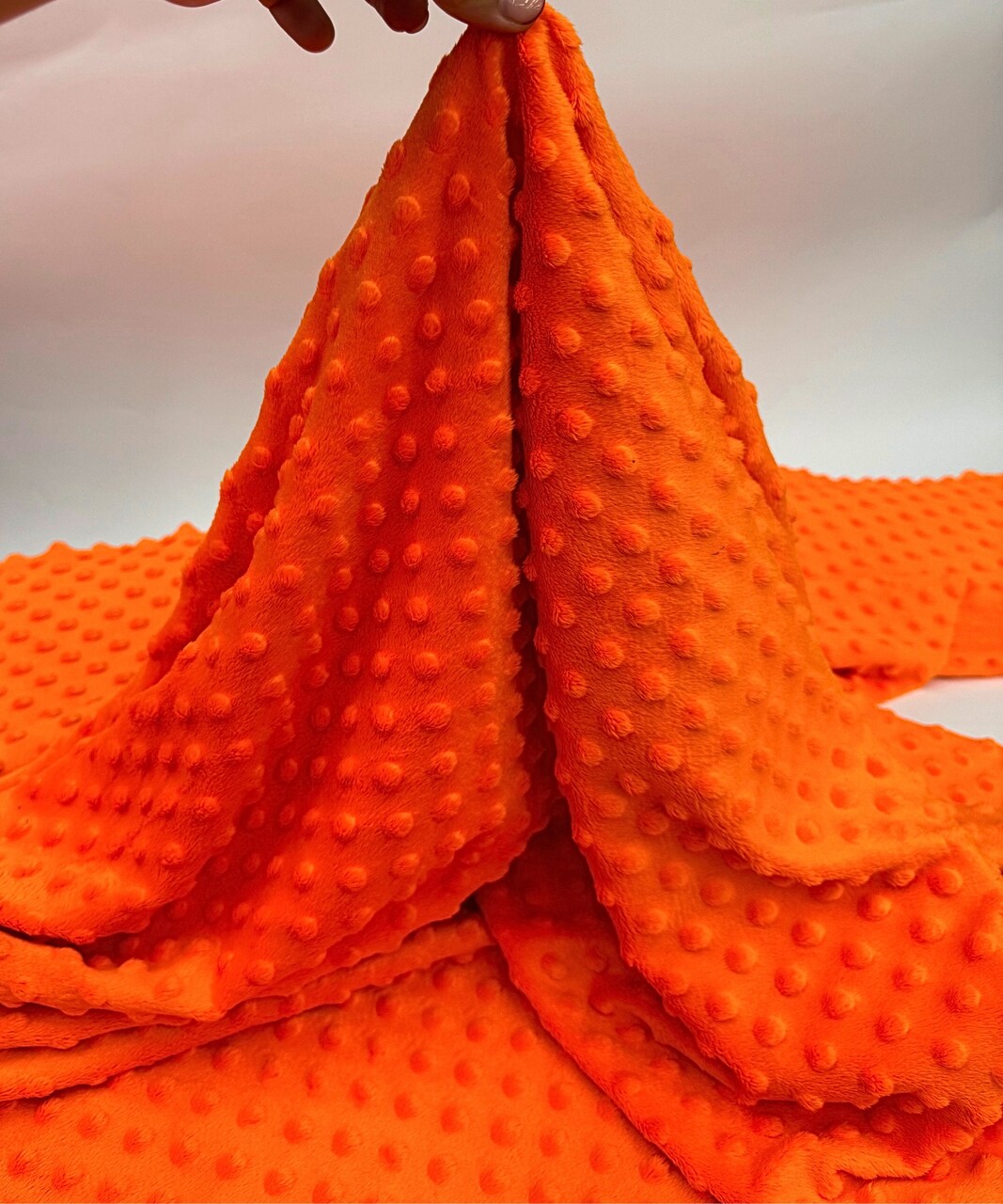 Bright Orange Minky Dot Fabric by the Yard, 60" Wide Ultra-Soft Plush Minky Fabric for Baby Blankets, Nursery Decor, Plush Toys & Sewing